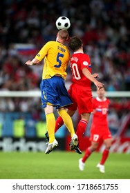 Innsbruck, AUSTRIA - June 18, 2008: 
Fredrik Stoor And Andrey Arshavin In Action 
During The UEFA Euro 2008 
Russia V Sweden At Tivoli-Neu Stadium. 
