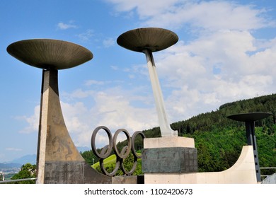 Innsbruck, Austria - May 30, 2018 - The Bergisel Ski Jump (Bergiselschanze) In Innsbruck