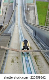 INNSBRUCK, AUSTRIA-CIRCA SEPTEMBER 2014: From The Top Of Bergisel Ski Jumping Ramp