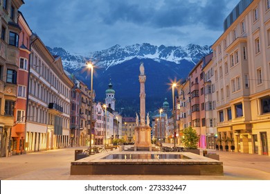 Innsbruck. Image of Innsbruck, Austria during twilight with European Alps in the background.