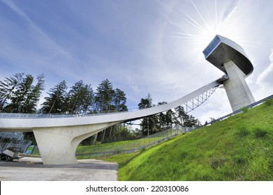 INNSBRUCK,AUSTRIA-CIRCA SEPTEMBER 2014: Bergisel Ski Jumping Ramp