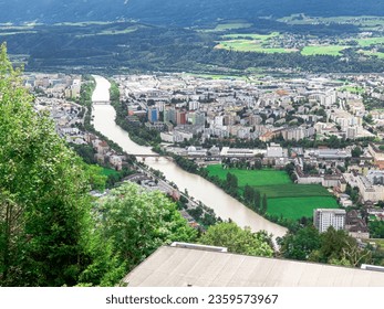 Innsburk City from Hungerburg Inclined railway station July 2023 - Shutterstock ID 2359573967