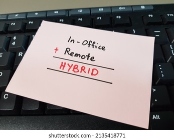 In-office And Remote Working. Hybrid Workplace During Pandemic 