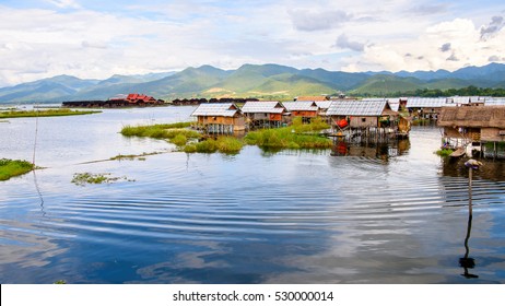 Inpawkhon Village Over The Inle Sap,a Freshwater Lake In The Nyaungshwe Township Of Taunggyi District Of Shan State, Myanmar