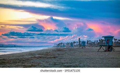 insane sunset sorbet clouds beach