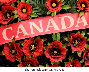 Inscription Canada On The Wreath Of Poppies. Remembrance Day. Poppy Day. 