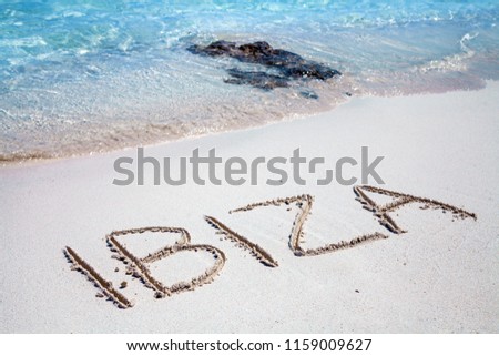 Inscription Ibiza On Beach White Sand Stock Photo Edit Now