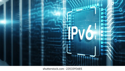 Inscription: IPv6. Business, Technology, Internet and network concept on Electronic Circuit Board Chip