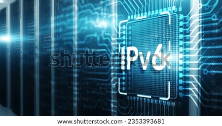 Inscription: IPv6. Business, Technology, Internet and network concept on Electronic Circuit Board Chip