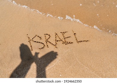 Inscription Israel On The Sandy Beach