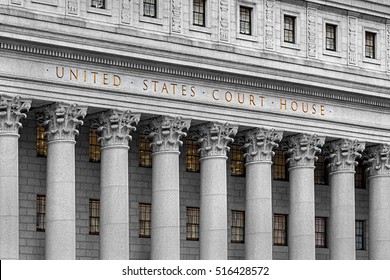 inscription on the courthouse close-up - Shutterstock ID 516428572