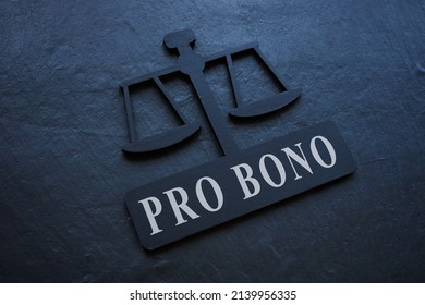 The inscription Pro bono on the plate in the form of scales. - Shutterstock ID 2139956335