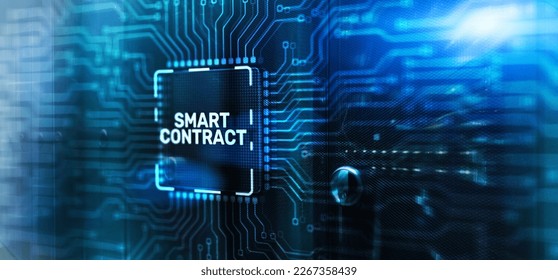 Inscription Smart contract, blockchain in modern business technology on Electronic Circuit Board Chip CPU
