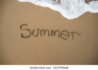 inscriptions on the sandy beach - Shutterstock ID 1517978168
