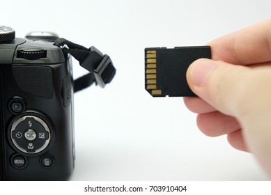 Inserting SD Memory Card Into A DSLR Camera's Card Slot From The Side