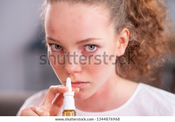 Inserting Spray Bottle Beautiful Young Lady Stock Photo Edit Now