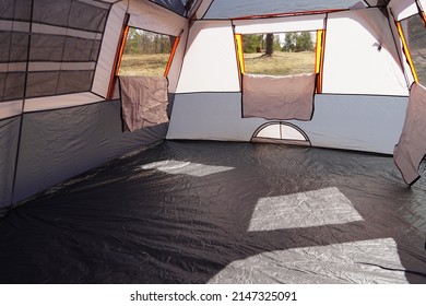 Inside of a 14 x 10 cabin tent