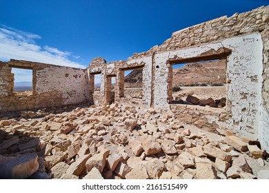 Inside Abandoned Rhyolite Building Names Carved Stock Photo 2161515499