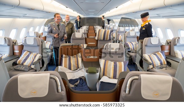 Inside Airbus A380 Business Class Luxurious Stock Photo
