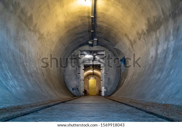 inside air-raid\
shelter ii world war\
bunker