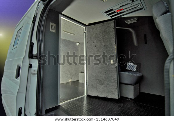inside the armored car\
to transport money