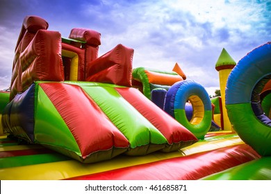 Inside big, inflatable castle labyrinth - Shutterstock ID 461685871