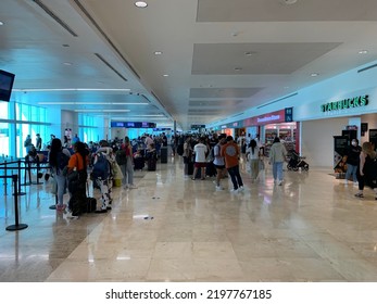 Inside Busy Terminal 4 Of Cancun’s International Airport. Cancun, Mexico, August 14th 2022