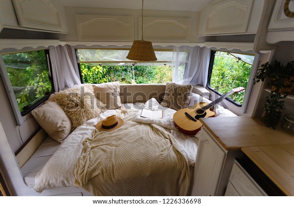 Inside Camper Van Unfilled Bed Pillows Stock Photo Edit Now