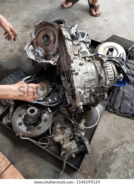 Inside car gear\
engine