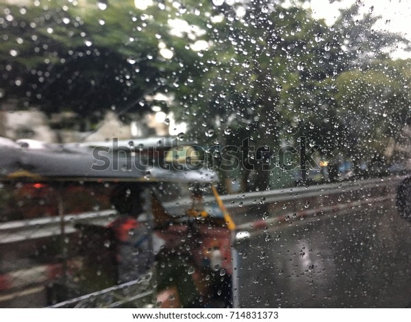 Inside car in rainy
day