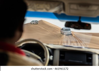 Inside the Car that Travel in The Dune Sand by 4x4 Off Road at Dubai - Shutterstock ID 461961172