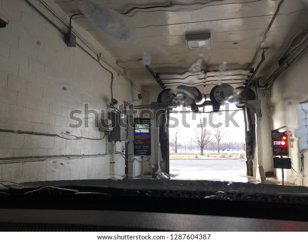 Inside of car view
of an automatic car wash
