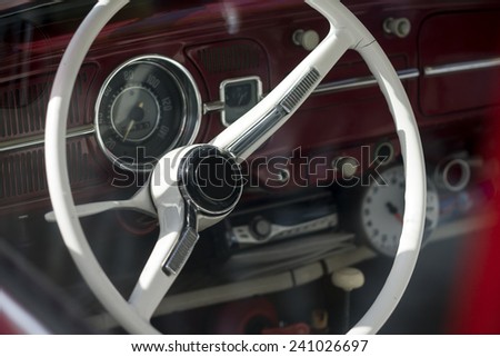 Inside of a classic car