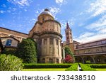 Inside the cloister of the Basilica di San Domenico in Bologna