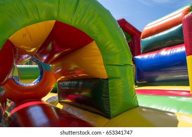Inside colorful inflatable castle for kids - Shutterstock ID 653341747