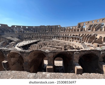 Inside the Colosseum in Rome.
