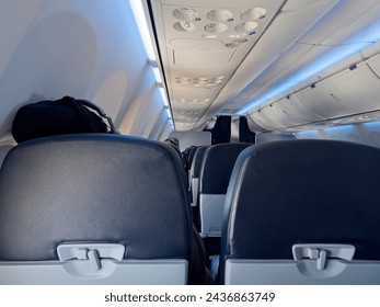 Inside a commercial airline flight