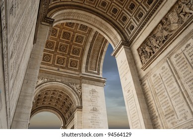 Inside the Detail of the Arc de Triomphe in Paris, France