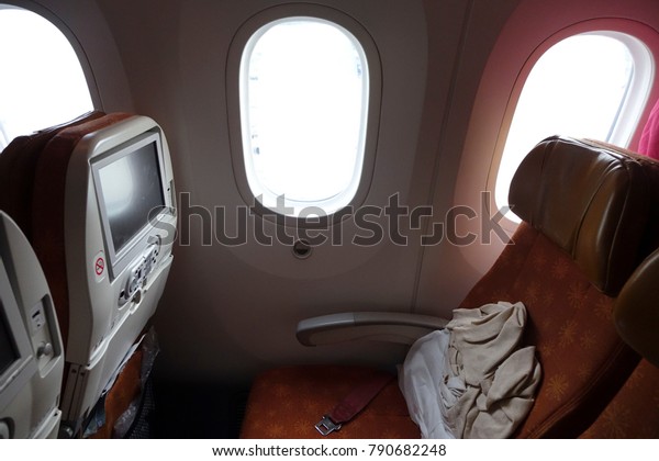 Inside Economy Class Air India Boeing Stockfoto Jetzt