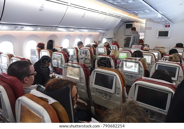 Inside Economy Class Air India Boeing Stockfoto Jetzt