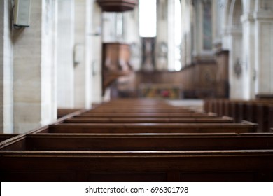 Inside an empty church in France. - Shutterstock ID 696301798