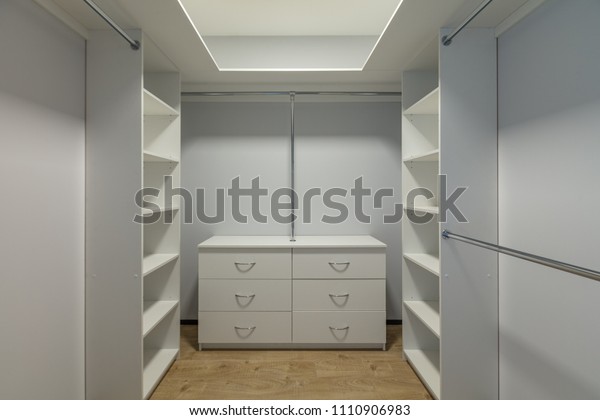 Inside Empty Modern Walkin Wardrobe Open Interiors Stock Image