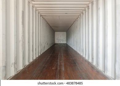 Inside An Empty Shipping Container Centered Looking In Wide