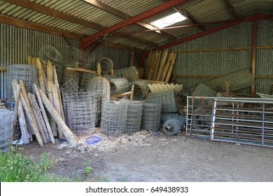  Inside a farmer's shed in Wales, UK.
