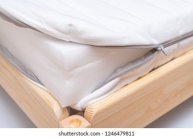 Inside Of Foam Mattress On Wooden Bed