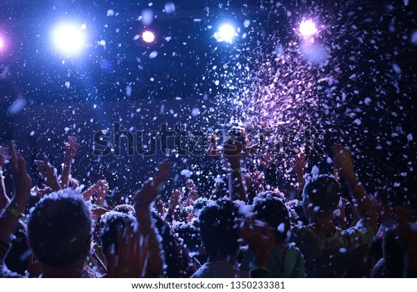 Inside a foam\
party