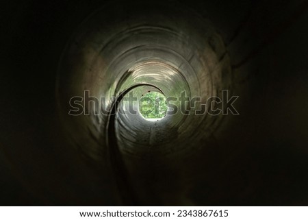 Inside the gun barrel of a multiple rocket launcher system.