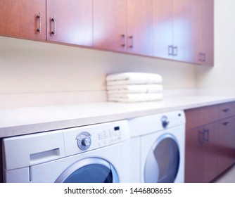 Inside Of A Laundry Room With Washer And Dryer