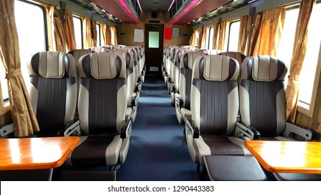 Inside The Long Distance Seating Cabin Of A Train From Ho Chi Minh To Mui Ne