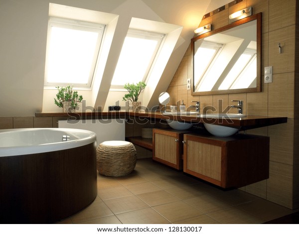 Inside Luxurious Bathroom Modern House Stock Photo (Edit ...